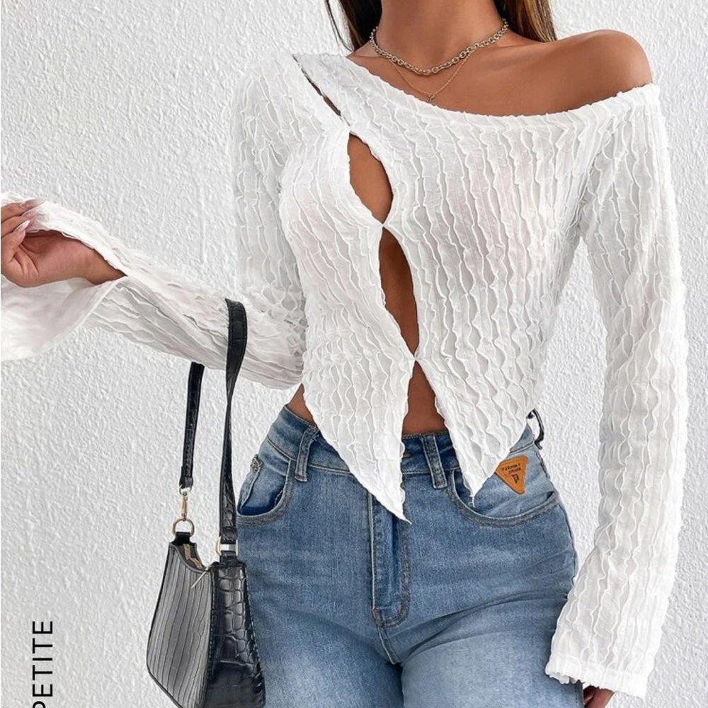 Long sleeve white top, tried on once